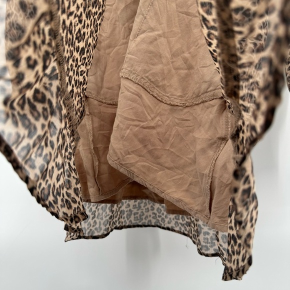 Abercrombie & Fitch Long Sleeve Ruffle Hem Mini Dress Leopard Print Smocked - Picture 10 of 12